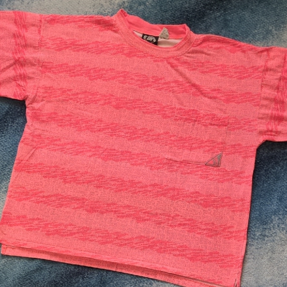 90s Pink Tee with Textural Stripes